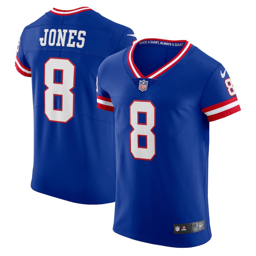Men New York Giants #8 Daniel Jones Nike Royal Classic Vapor Elite Player NFL Jersey